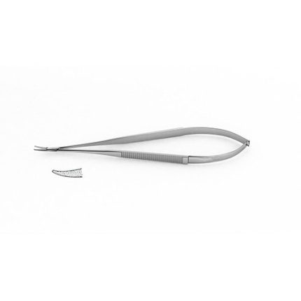 Micro Needle Holder - Flat Handle, Tungsten Carbide Dusted Jaws